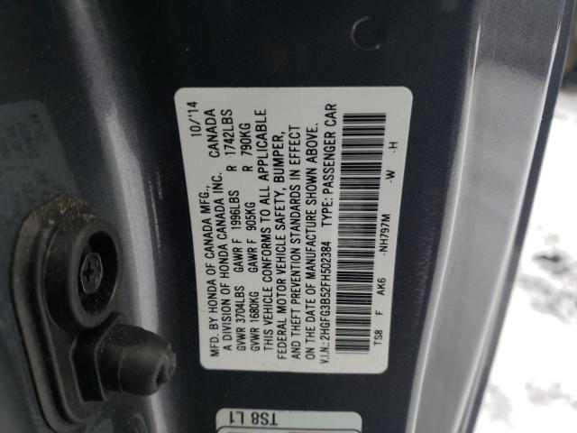 Photo 11 VIN: 2HGFG3B52FH502384 - HONDA CIVIC LX 