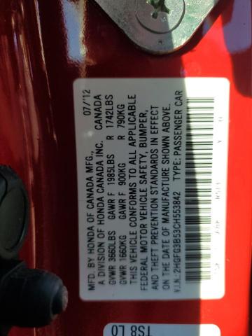 Photo 11 VIN: 2HGFG3B53CH553842 - HONDA CIVIC 