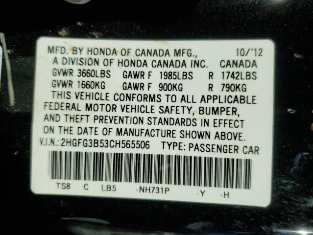 Photo 12 VIN: 2HGFG3B53CH565506 - HONDA CIVIC LX 