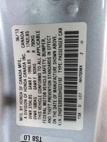 Photo 11 VIN: 2HGFG3B53DH523192 - HONDA CIVIC 