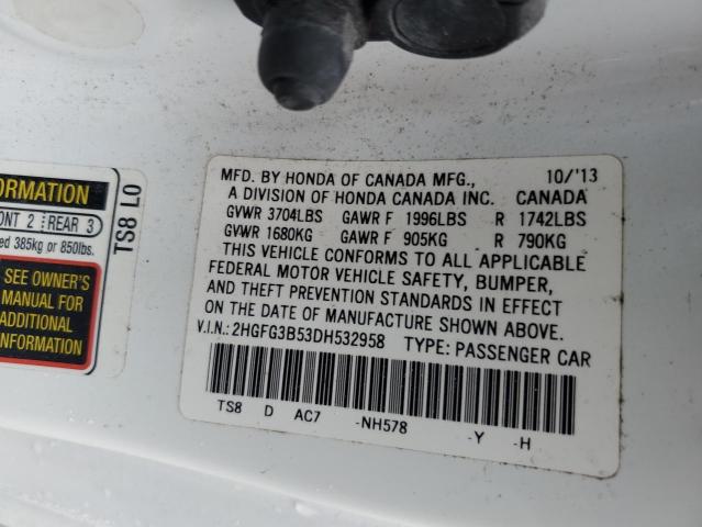 Photo 11 VIN: 2HGFG3B53DH532958 - HONDA CIVIC LX 