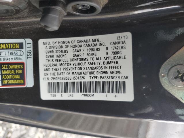 Photo 11 VIN: 2HGFG3B53EH501226 - HONDA CIVIC LX 