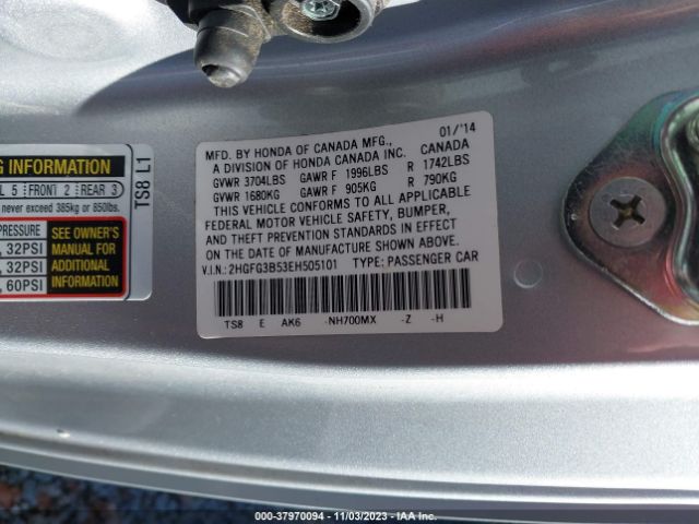 Photo 8 VIN: 2HGFG3B53EH505101 - HONDA CIVIC 