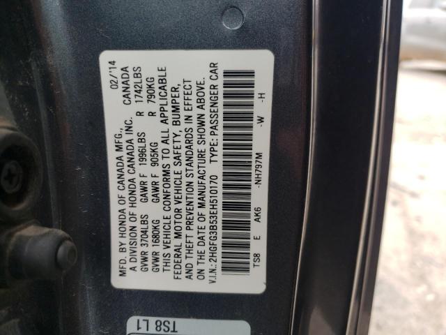 Photo 11 VIN: 2HGFG3B53EH510170 - HONDA CIVIC LX 