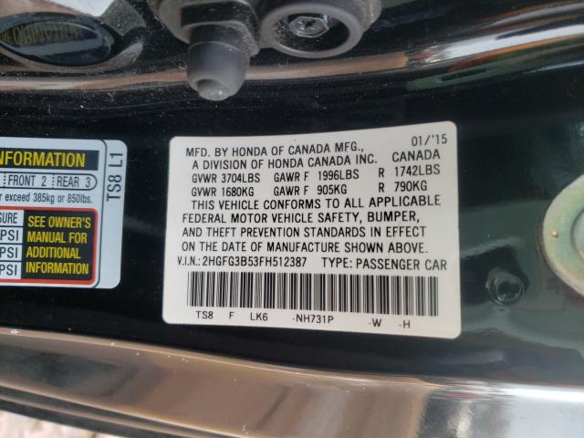 Photo 9 VIN: 2HGFG3B53FH512387 - HONDA CIVIC LX 