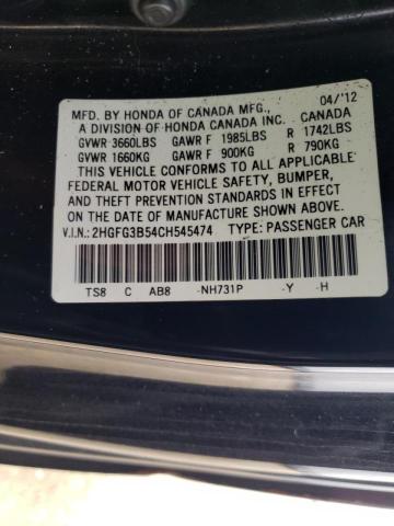 Photo 9 VIN: 2HGFG3B54CH545474 - HONDA CIVIC LX 