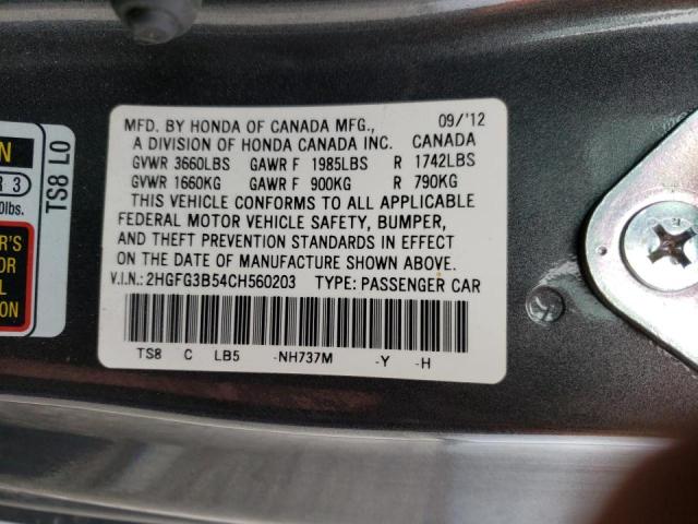 Photo 9 VIN: 2HGFG3B54CH560203 - HONDA CIVIC LX 