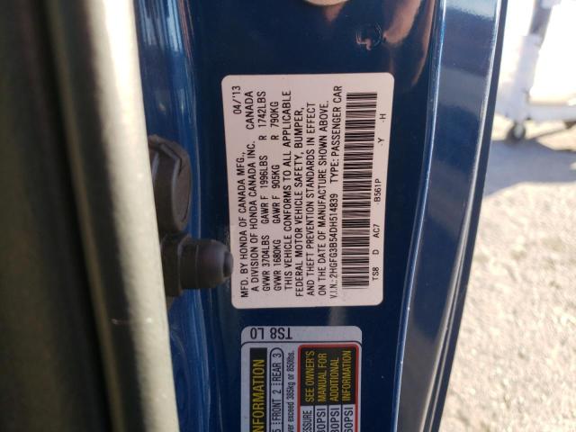 Photo 9 VIN: 2HGFG3B54DH514839 - HONDA CIVIC LX 