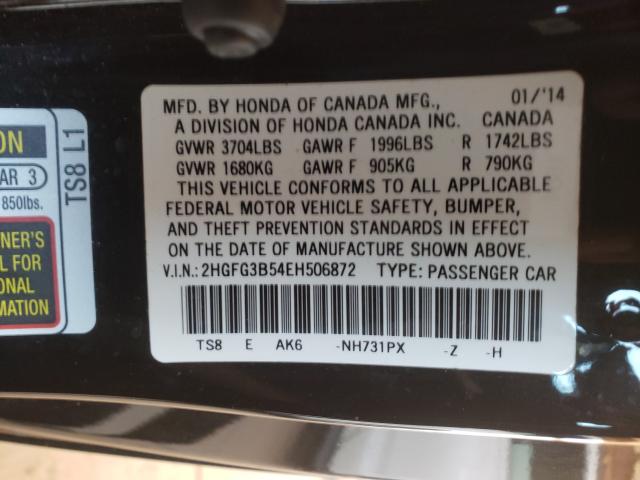 Photo 9 VIN: 2HGFG3B54EH506872 - HONDA CIVIC LX 