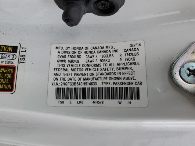 Photo 12 VIN: 2HGFG3B54EH514633 - HONDA CIVIC 