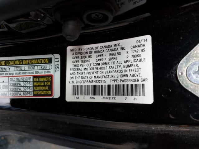 Photo 9 VIN: 2HGFG3B54EH522215 - HONDA CIVIC LX 