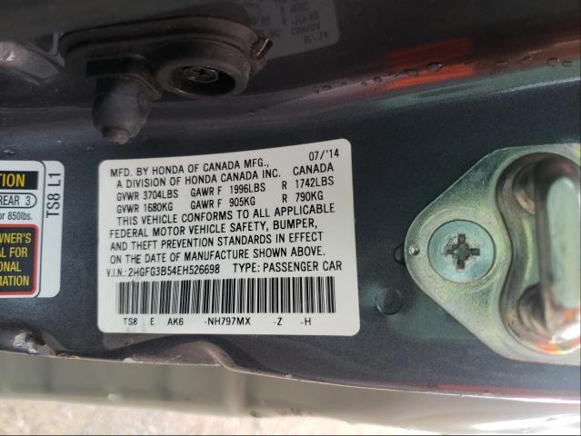 Photo 9 VIN: 2HGFG3B54EH526698 - HONDA CIVIC LX 