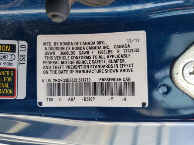 Photo 12 VIN: 2HGFG3B55CH518719 - HONDA CIVIC LX 