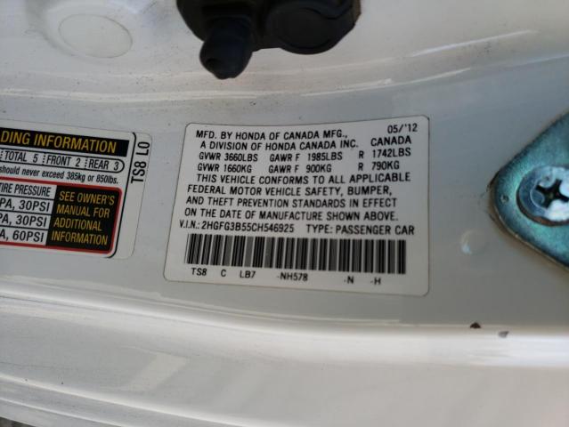 Photo 11 VIN: 2HGFG3B55CH546925 - HONDA CIVIC LX 