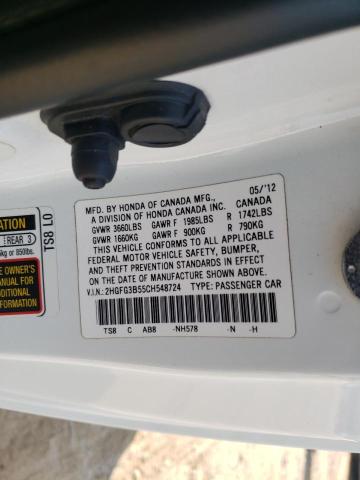 Photo 9 VIN: 2HGFG3B55CH548724 - HONDA CIVIC LX 