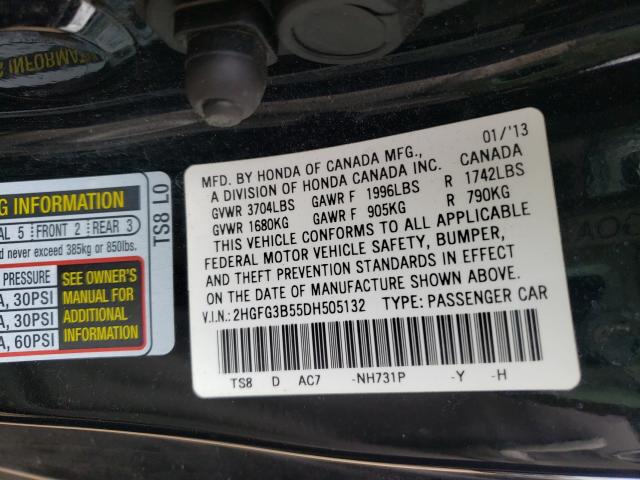 Photo 9 VIN: 2HGFG3B55DH505132 - HONDA CIVIC LX 