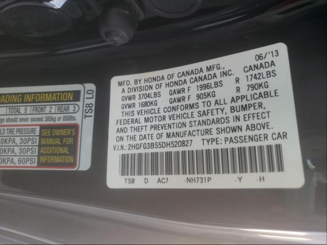 Photo 9 VIN: 2HGFG3B55DH520827 - HONDA CIVIC LX 