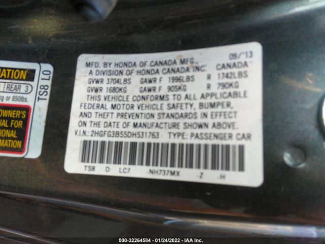 Photo 8 VIN: 2HGFG3B55DH531763 - HONDA CIVIC CPE 