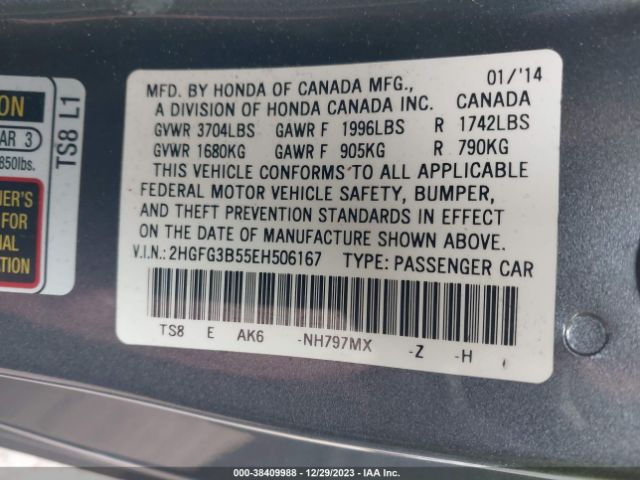 Photo 8 VIN: 2HGFG3B55EH506167 - HONDA CIVIC 