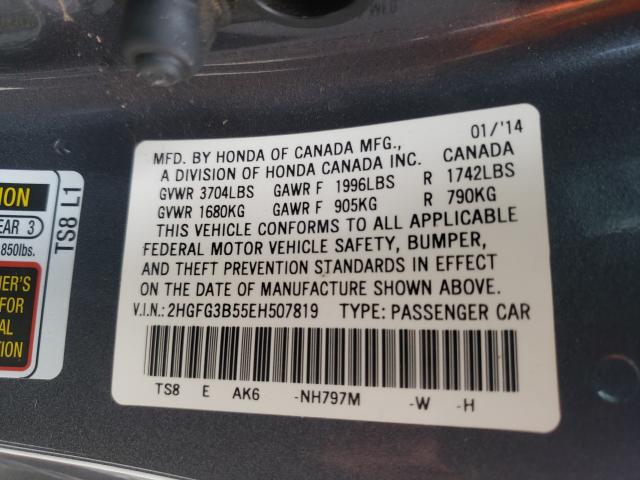 Photo 9 VIN: 2HGFG3B55EH507819 - HONDA CIVIC LX 