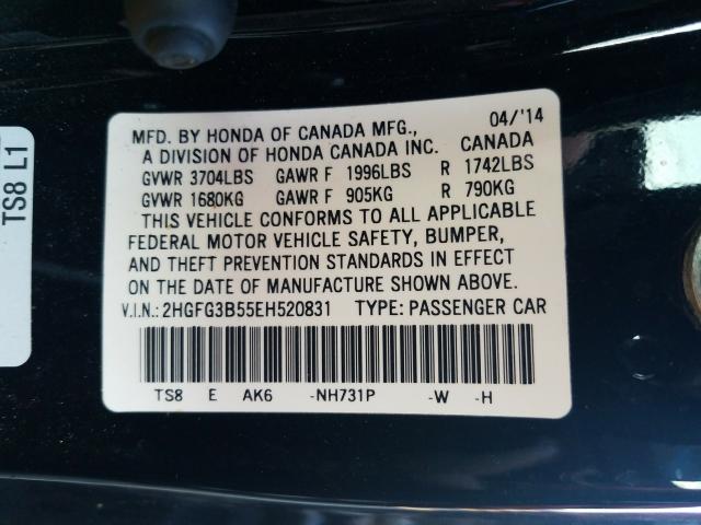 Photo 9 VIN: 2HGFG3B55EH520831 - HONDA CIVIC LX 