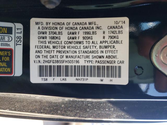 Photo 9 VIN: 2HGFG3B55FH505196 - HONDA CIVIC LX 