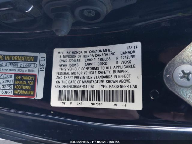 Photo 8 VIN: 2HGFG3B55FH511161 - HONDA CIVIC 