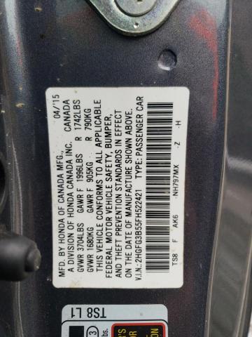 Photo 11 VIN: 2HGFG3B55FH522421 - HONDA CIVIC LX 