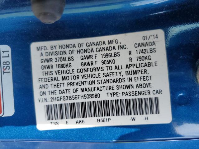 Photo 11 VIN: 2HGFG3B56EH508980 - HONDA CIVIC 