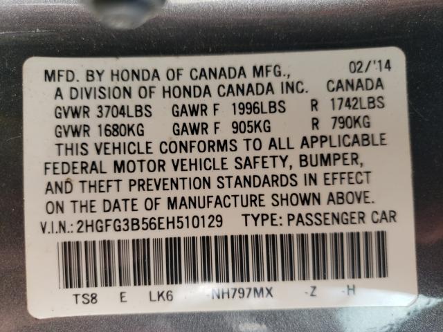 Photo 9 VIN: 2HGFG3B56EH510129 - HONDA CIVIC LX 