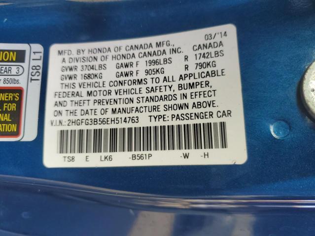 Photo 11 VIN: 2HGFG3B56EH514763 - HONDA CIVIC LX 