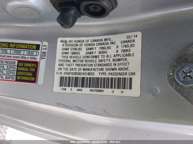 Photo 8 VIN: 2HGFG3B56EH518053 - HONDA CIVIC 