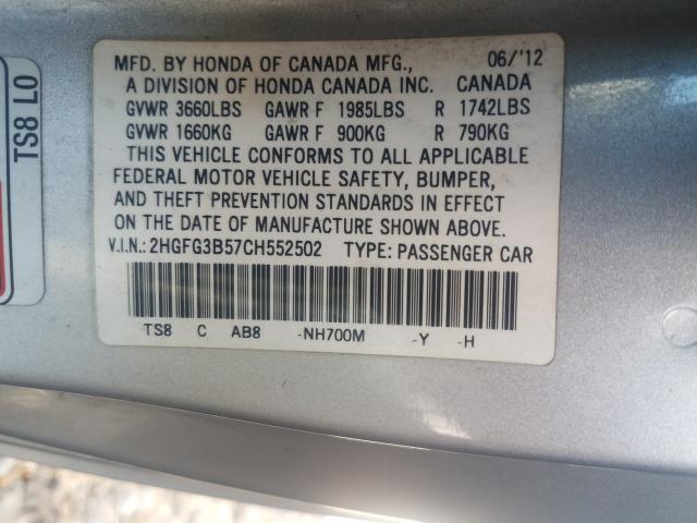 Photo 9 VIN: 2HGFG3B57CH552502 - HONDA CIVIC LX 