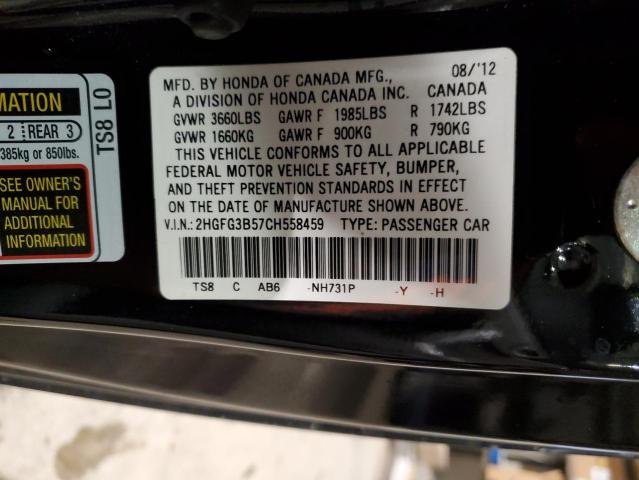 Photo 11 VIN: 2HGFG3B57CH558459 - HONDA CIVIC 