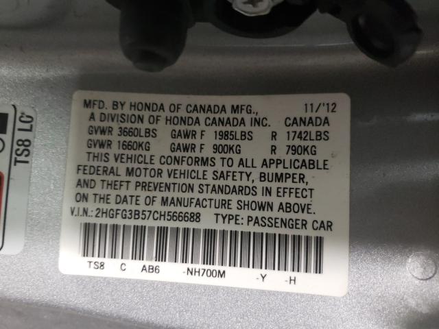 Photo 9 VIN: 2HGFG3B57CH566688 - HONDA CIVIC LX 