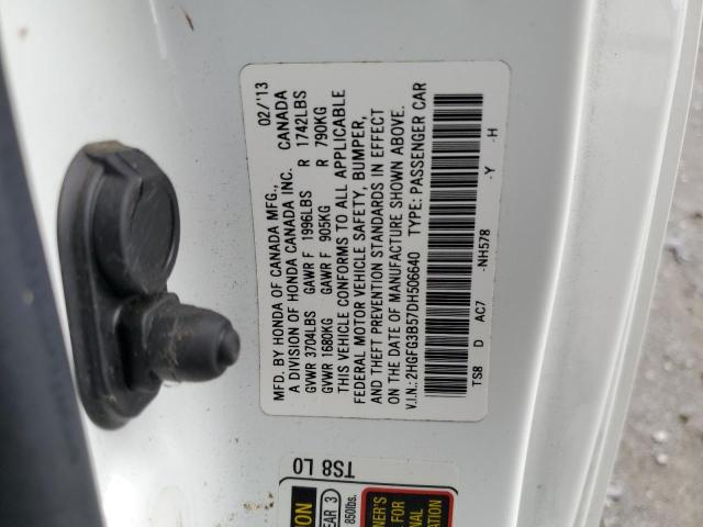 Photo 11 VIN: 2HGFG3B57DH506640 - HONDA CIVIC 