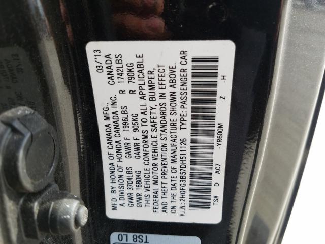 Photo 9 VIN: 2HGFG3B57DH511126 - HONDA CIVIC LX 