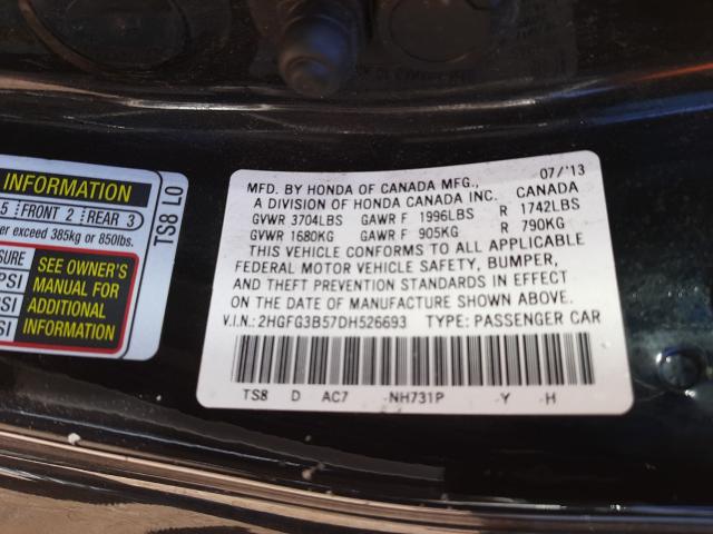 Photo 9 VIN: 2HGFG3B57DH526693 - HONDA CIVIC LX 