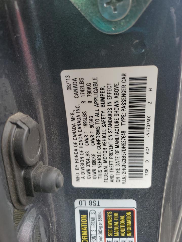 Photo 11 VIN: 2HGFG3B57DH527648 - HONDA CIVIC 