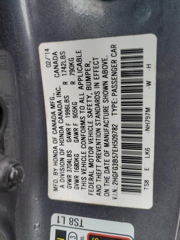 Photo 11 VIN: 2HGFG3B57EH509782 - HONDA CIVIC 