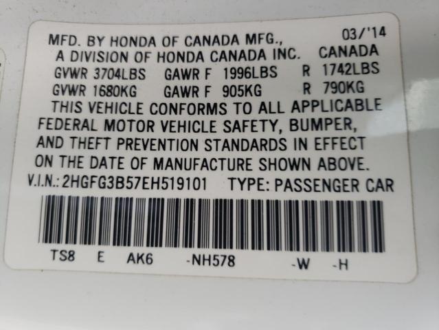 Photo 11 VIN: 2HGFG3B57EH519101 - HONDA CIVIC 