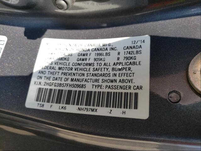 Photo 9 VIN: 2HGFG3B57FH509685 - HONDA CIVIC LX 