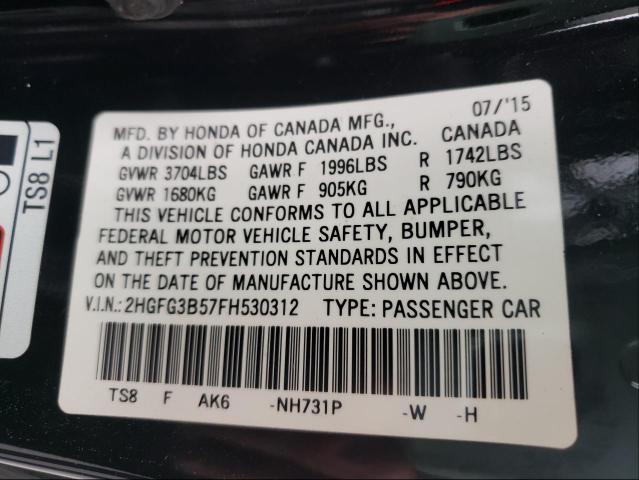 Photo 9 VIN: 2HGFG3B57FH530312 - HONDA CIVIC LX 