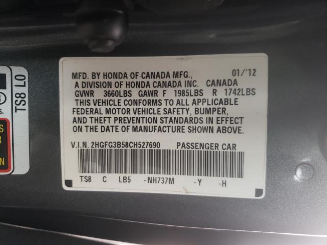 Photo 9 VIN: 2HGFG3B58CH527690 - HONDA CIVIC LX 