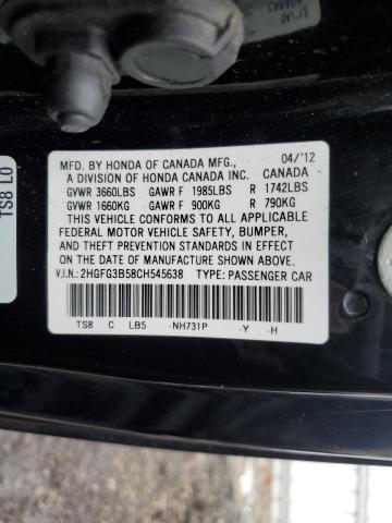 Photo 11 VIN: 2HGFG3B58CH545638 - HONDA CIVIC 