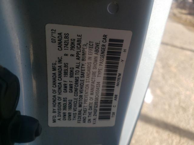 Photo 9 VIN: 2HGFG3B58CH554534 - HONDA CIVIC LX 