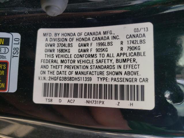 Photo 9 VIN: 2HGFG3B58DH511359 - HONDA CIVIC LX 