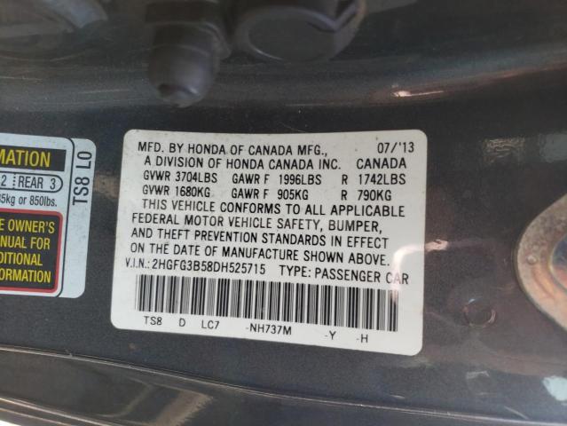 Photo 11 VIN: 2HGFG3B58DH525715 - HONDA CIVIC LX 