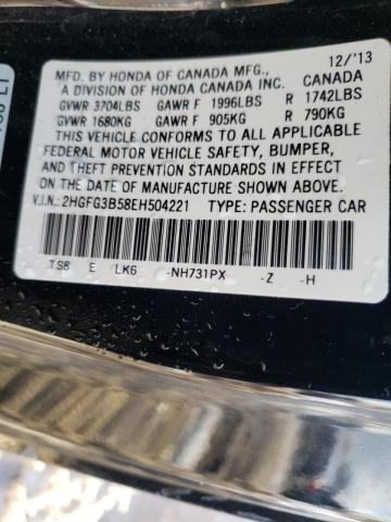 Photo 9 VIN: 2HGFG3B58EH504221 - HONDA CIVIC LX 