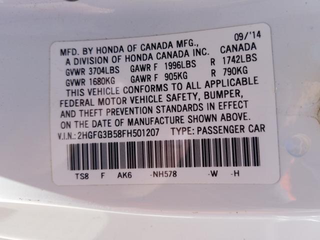 Photo 9 VIN: 2HGFG3B58FH501207 - HONDA CIVIC LX 